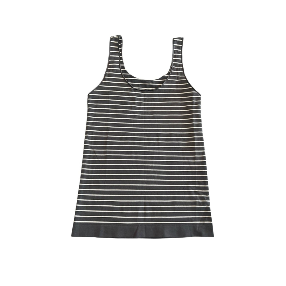 Shimera Tank Top Womens Medium Beige White Striped